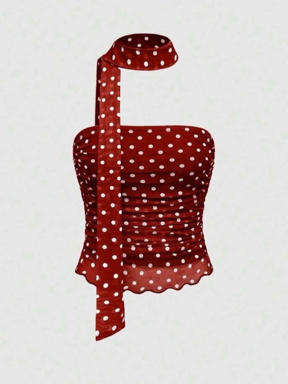 Romwe Mesh Tube Top & Scarf Set Red & White